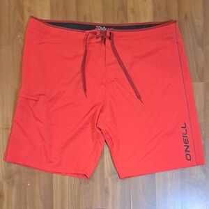 O'Neill Men's Coral-Red Board Shorts with Drawstring